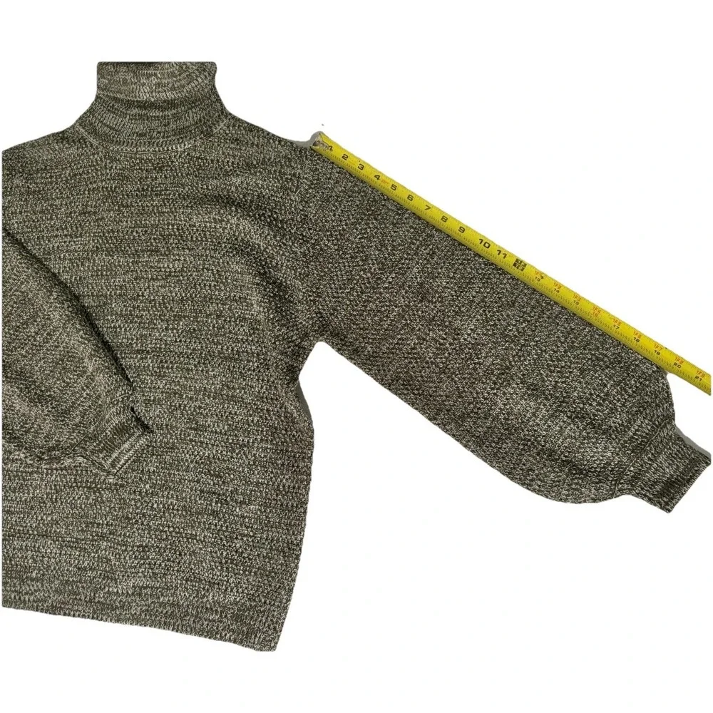Zenana green turtleneck bubble sleeve sweater medium Academia Indie